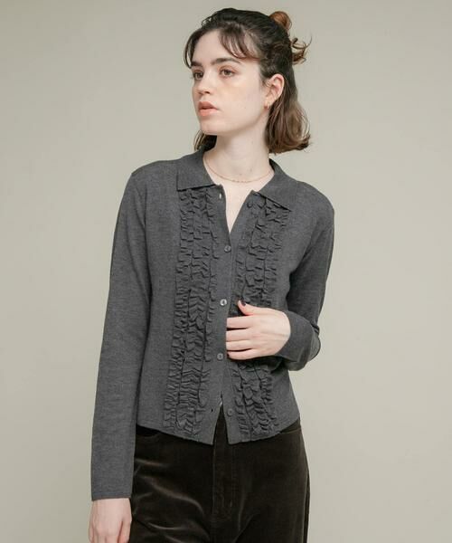 Sonny Label / サニーレーベル ニット・セーター | シルク混フリルニットシャツ | 詳細21