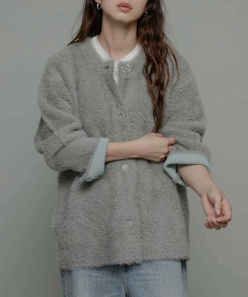 Sonny Label / サニーレーベル カーディガン・ボレロ | ダブルフェイスバイカラーカーディガン | 詳細11