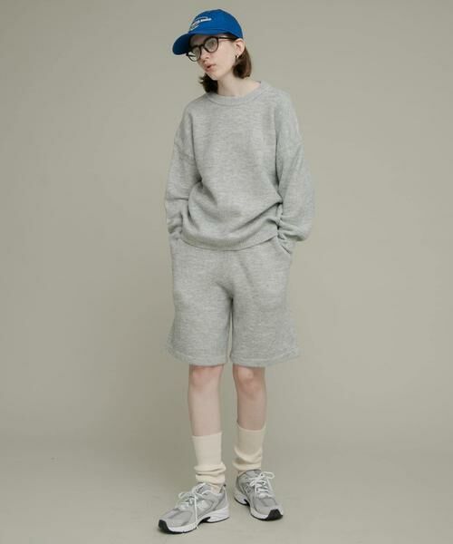 Sonny Label / サニーレーベル ニット・セーター | ニットプルオーバー×ショートパンツセット(ライトグレー)