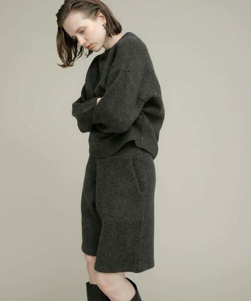 Sonny Label / サニーレーベル ニット・セーター | ニットプルオーバー×ショートパンツセット(チャコールグレー)