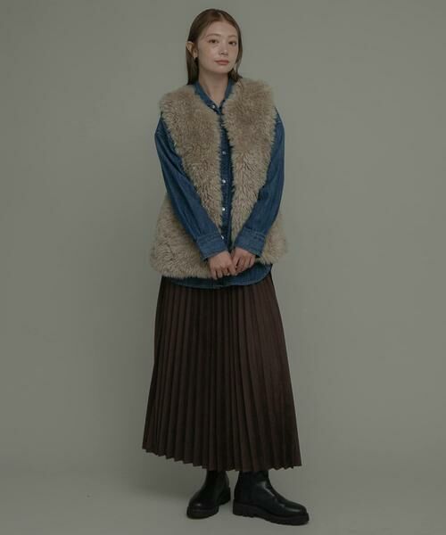 Sonny Label / サニーレーベル スカート | フェイクスウェードプリーツスカート | 詳細5