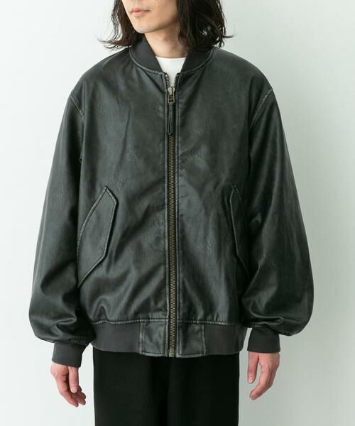 Sonny Label / サニーレーベル レザーブルゾン・ジャケット | ARMY TWILL　VeganLeatherBlouson | 詳細4