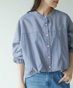 Sonny Label / サニーレーベル シャツ・ブラウス | 『WEB限定』フロントタックバンドカラーシャツ