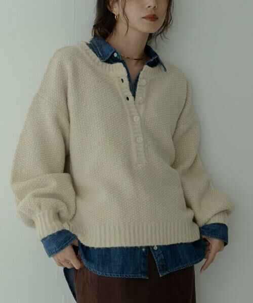 Sonny Label / サニーレーベル ニット・セーター | ヘンリーネックニットプルオーバー | 詳細1