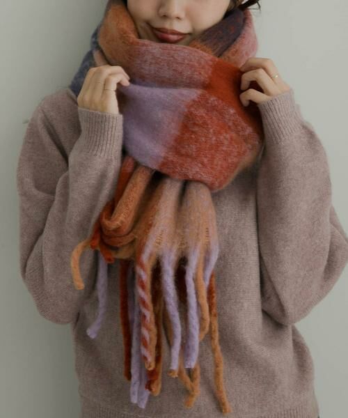 Sonny Label / サニーレーベル マフラー・ショール・スヌード・ストール | フラッフィーボリュームチェックマフラー | 詳細1