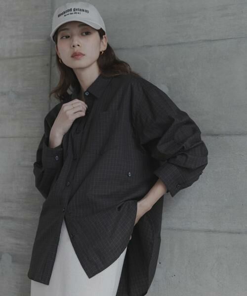 Sonny Label / サニーレーベル シャツ・ブラウス | ドビーチェックアシメシャツ | 詳細1
