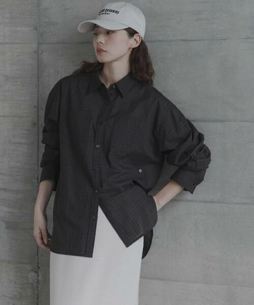 Sonny Label / サニーレーベル シャツ・ブラウス | ドビーチェックアシメシャツ（ブラウン）