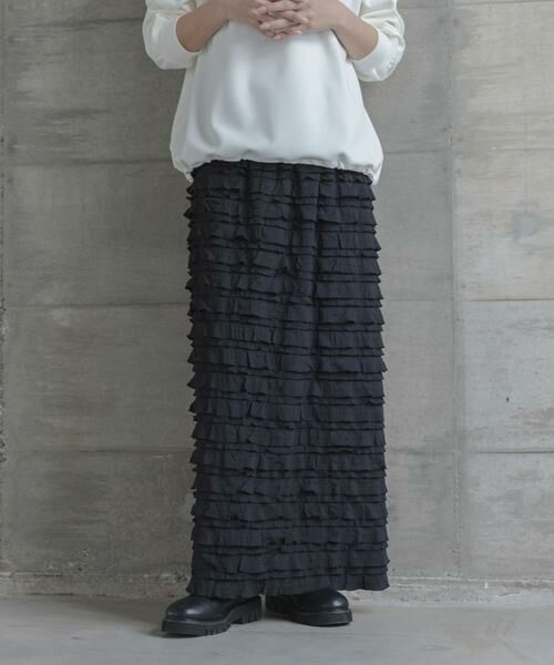 Sonny Label / サニーレーベル スカート | 『WEB限定』カットフリルナロースカート（ブラック）