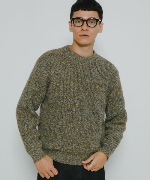 Sonny Label / サニーレーベル ニット・セーター | ミックスカラーニットプルオーバー(カーキ)