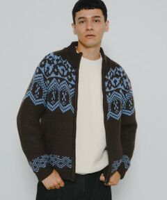 Sonny Label / サニーレーベル ニット・セーター | ジャガードジップアップニット