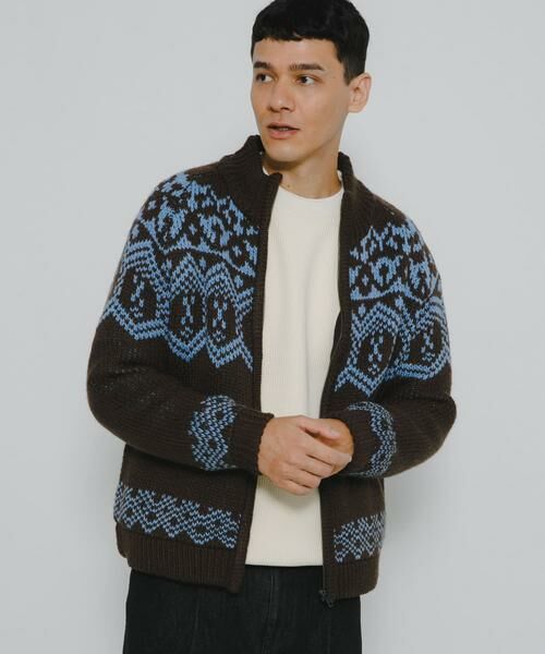 Sonny Label / サニーレーベル ニット・セーター | ジャガードジップアップニット | 詳細1