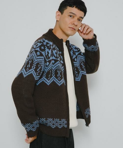 Sonny Label / サニーレーベル ニット・セーター | ジャガードジップアップニット | 詳細2