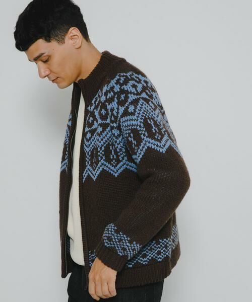 Sonny Label / サニーレーベル ニット・セーター | ジャガードジップアップニット | 詳細3