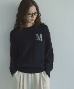 Sonny Label / サニーレーベル ニット・セーター | ハリスツイードモチーフ付きニット