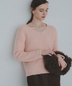 Sonny Label / サニーレーベル ニット・セーター | ラメフェザーVネックニットプルオーバー