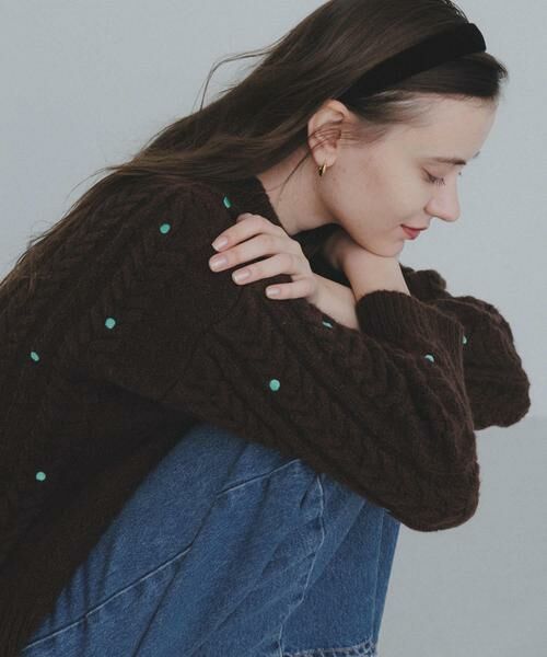 Sonny Label / サニーレーベル ニット・セーター | 刺繍ケーブルニット（ブラウン）
