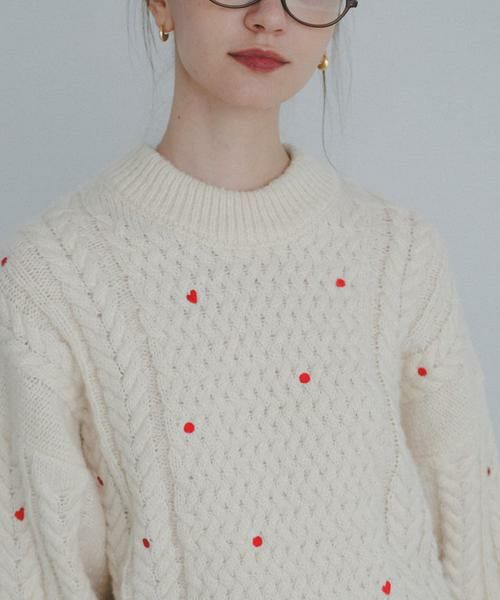 Sonny Label / サニーレーベル ニット・セーター | 刺繍ケーブルニット（アイボリー）