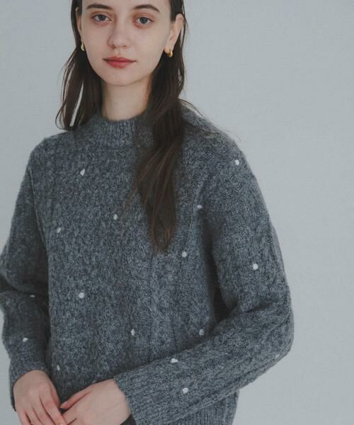 Sonny Label / サニーレーベル ニット・セーター | 刺繍ケーブルニット（チャコールグレー）