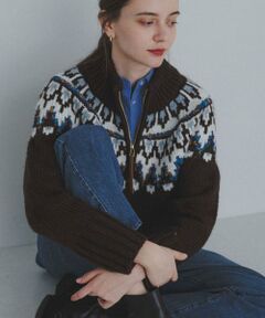 Sonny Label / サニーレーベル ニット・セーター | ハーフZIP求心ノルディック柄ニット