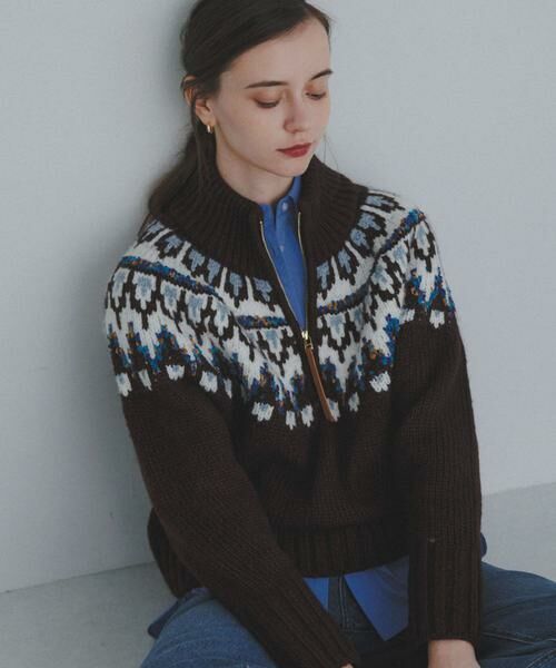 Sonny Label / サニーレーベル ニット・セーター | ハーフZIP求心ノルディック柄ニット | 詳細2