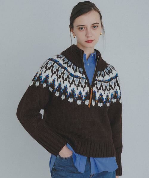 Sonny Label / サニーレーベル ニット・セーター | ハーフZIP求心ノルディック柄ニット | 詳細3