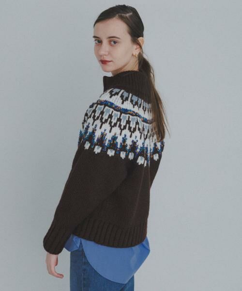 Sonny Label / サニーレーベル ニット・セーター | ハーフZIP求心ノルディック柄ニット | 詳細4