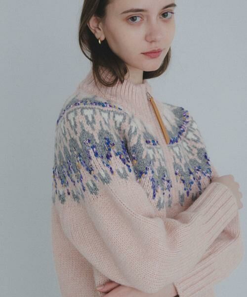 Sonny Label / サニーレーベル ニット・セーター | ハーフZIP求心ノルディック柄ニット | 詳細13