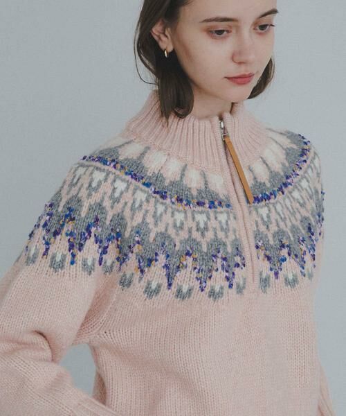 Sonny Label / サニーレーベル ニット・セーター | ハーフZIP求心ノルディック柄ニット | 詳細14
