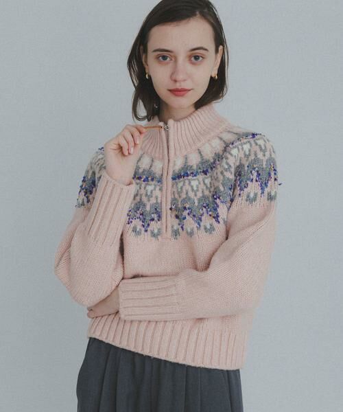 Sonny Label / サニーレーベル ニット・セーター | ハーフZIP求心ノルディック柄ニット | 詳細15