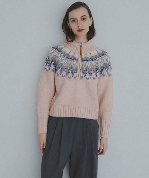 Sonny Label / サニーレーベル ニット・セーター | ハーフZIP求心ノルディック柄ニット | 詳細16