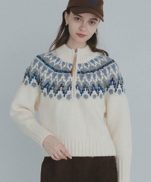 Sonny Label / サニーレーベル ニット・セーター | ハーフZIP求心ノルディック柄ニット | 詳細26