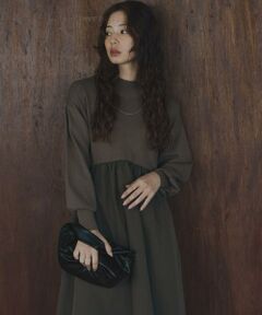 Sonny Label / サニーレーベル ワンピース | モックネックドッキングニットワンピース