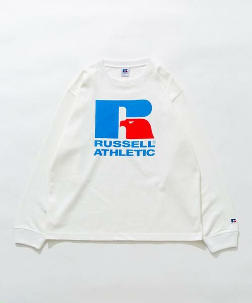 Sonny Label / サニーレーベル Tシャツ | 『別注』RUSSELL ATHLETIC×SonnyLabel　プリントヘビージャージーロングTシャツ（ホワイト）