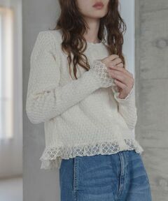 Sonny Label / サニーレーベル Tシャツ | レースシャーリングフリルカットソー