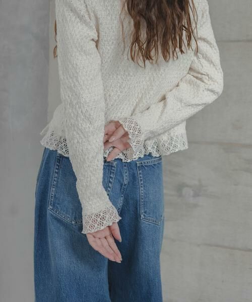 Sonny Label / サニーレーベル Tシャツ | レースシャーリングフリルカットソー | 詳細4