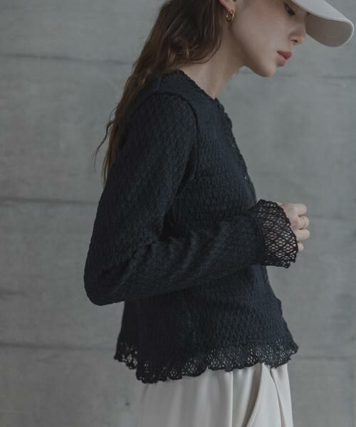 Sonny Label / サニーレーベル Tシャツ | レースシャーリングフリルカットソー | 詳細13