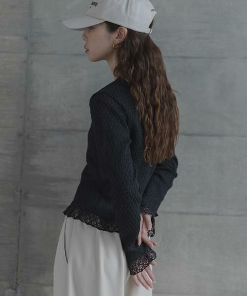 Sonny Label / サニーレーベル Tシャツ | レースシャーリングフリルカットソー | 詳細14