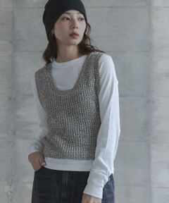 Sonny Label / サニーレーベル ベスト | メランジテープヤーンUネックニットベスト