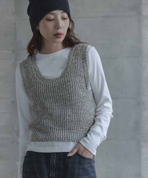 Sonny Label / サニーレーベル ベスト | メランジテープヤーンUネックニットベスト | 詳細2