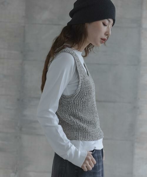 Sonny Label / サニーレーベル ベスト | メランジテープヤーンUネックニットベスト | 詳細3