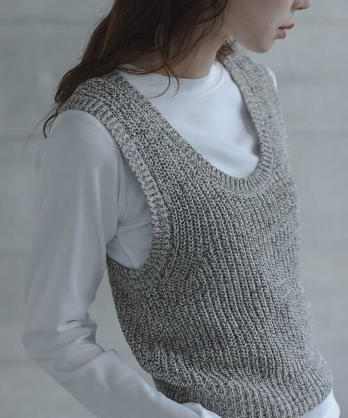 Sonny Label / サニーレーベル ベスト | メランジテープヤーンUネックニットベスト | 詳細4