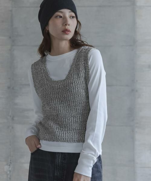 Sonny Label / サニーレーベル ベスト | メランジテープヤーンUネックニットベスト（グレー系その他）