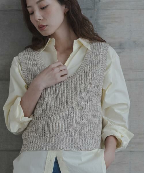 Sonny Label / サニーレーベル ベスト | メランジテープヤーンUネックニットベスト | 詳細13