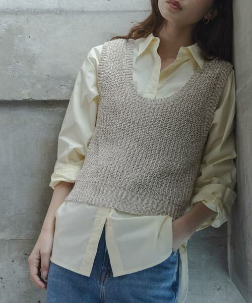 Sonny Label / サニーレーベル ベスト | メランジテープヤーンUネックニットベスト | 詳細14