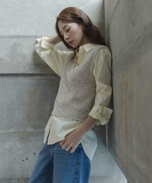 Sonny Label / サニーレーベル ベスト | メランジテープヤーンUネックニットベスト | 詳細15