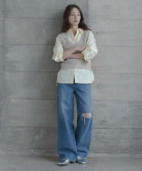 Sonny Label / サニーレーベル ベスト | メランジテープヤーンUネックニットベスト | 詳細19