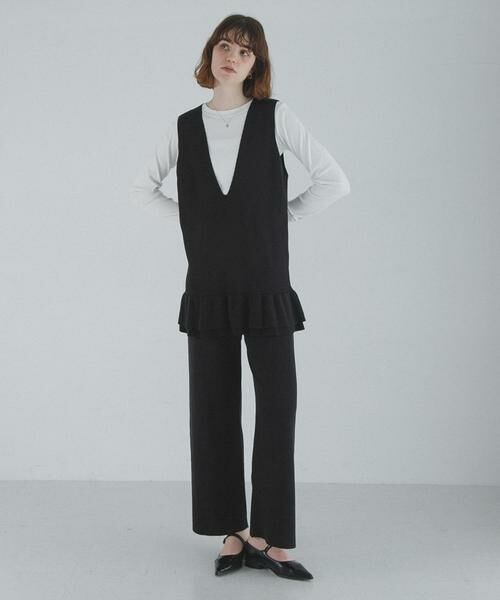 Sonny Label / サニーレーベル ニット・セーター | フリルチュニックベスト パンツSET（ブラック）