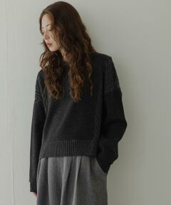 Sonny Label / サニーレーベル ニット・セーター | ケーブル切替メルトンジャージプルオーバー
