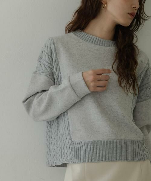 Sonny Label / サニーレーベル ニット・セーター | ケーブル切替メルトンジャージプルオーバー | 詳細1