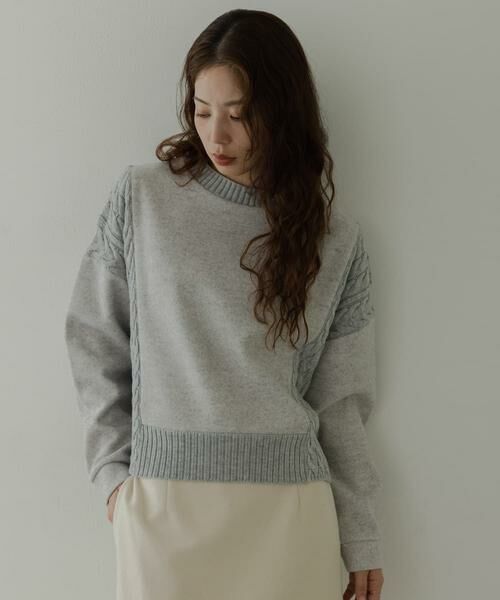 Sonny Label / サニーレーベル ニット・セーター | ケーブル切替メルトンジャージプルオーバー | 詳細2